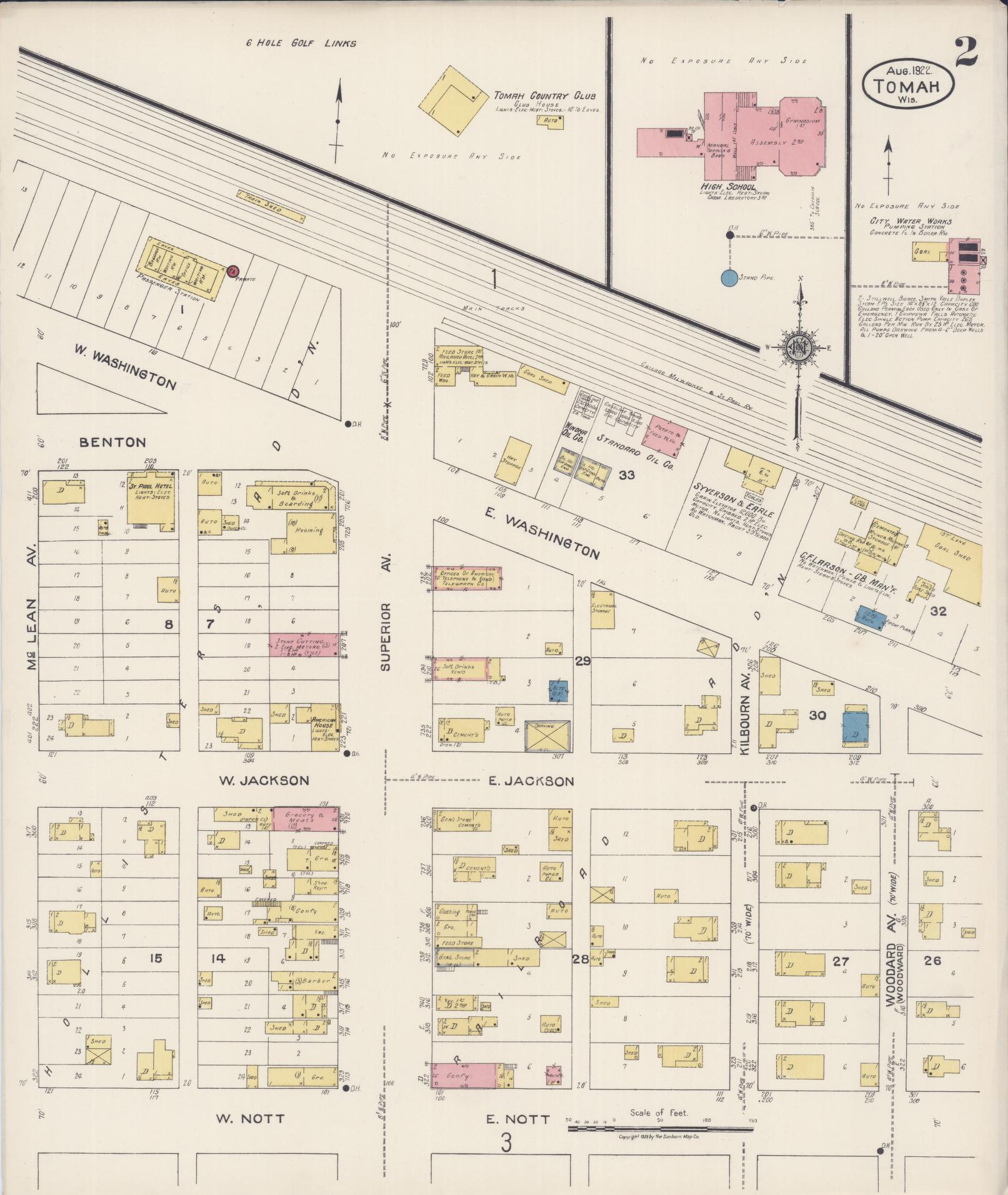 Sanborn Fire Insurance Map from Tomah, Monroe County, Wisconsin (1922), Sheet #0002 - Complete Map Set gallery image, historic Sanborn map, vintage wall art, Wisconsin Wisconsin