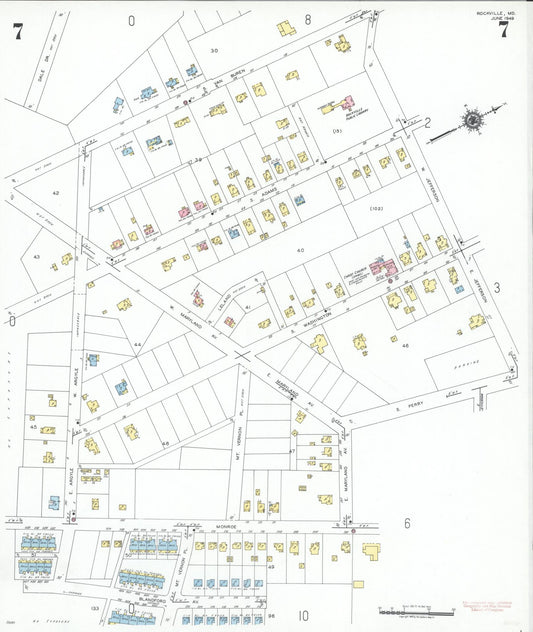 Sanborn Fire Insurance Map from Rockville, Montgomery County, Maryland (1949), Sheet #0007 - Historic Sanborn Fire Insurance Map Print, vintage old map wall art, antique decor, genealogy gift, Maryland Maryland map