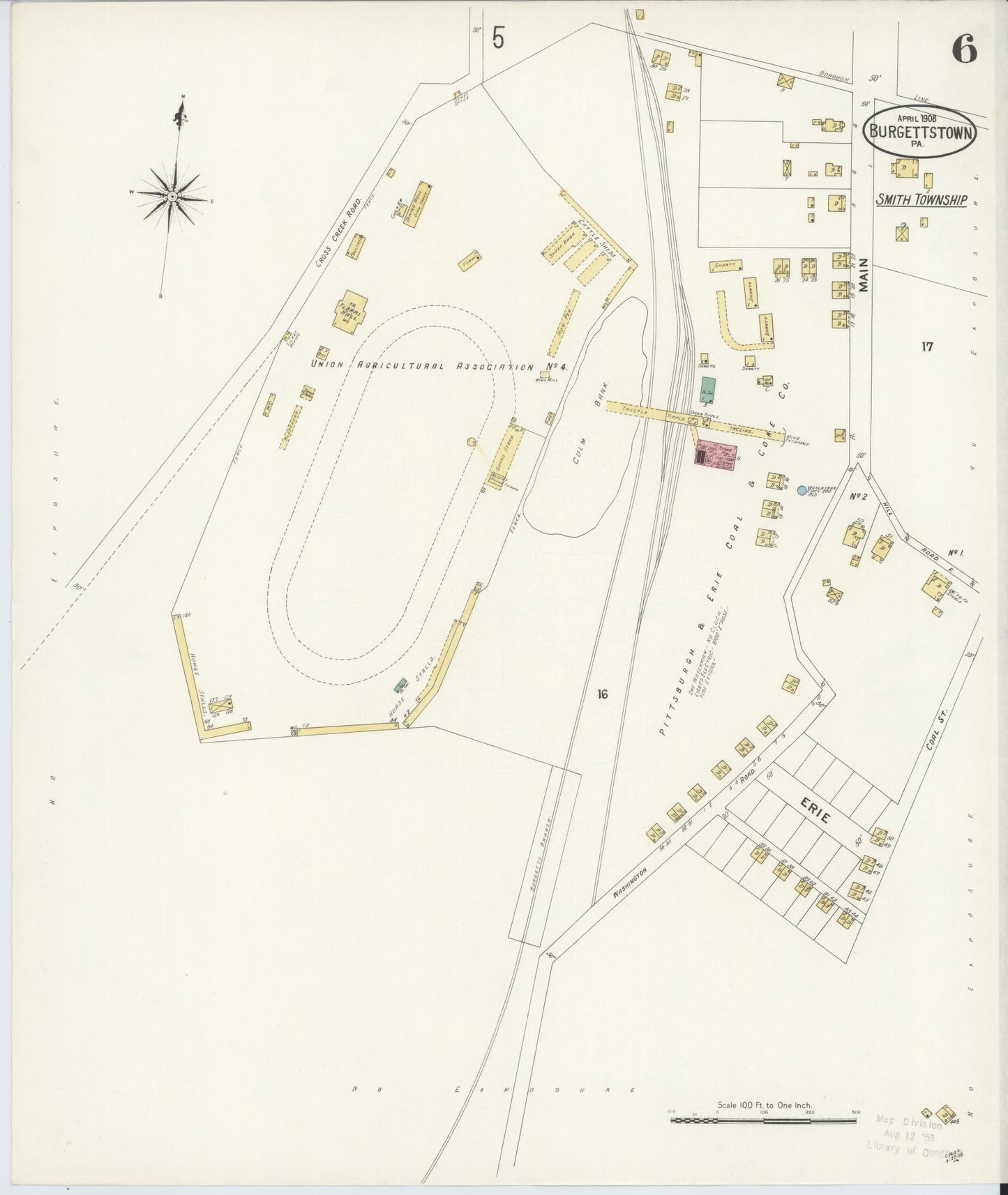 Sanborn Fire Insurance Map from Burgettstown, Washington County, Pennsylvania (1908), Sheet #0006 - Historic Sanborn Fire Insurance Map Print, vintage old map wall art, antique decor, genealogy gift, Pennsylvania Pennsylvania map