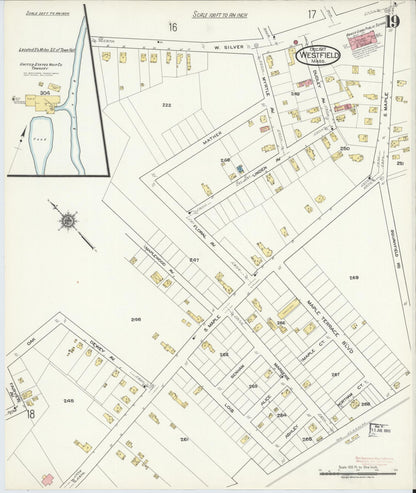 Sanborn Fire Insurance Map from Westfield, Hampden County, Massachusetts (1917), Sheet #0019 - Historic Sanborn Fire Insurance Map Print, vintage old map wall art, antique decor, genealogy gift, Massachusetts Massachusetts map