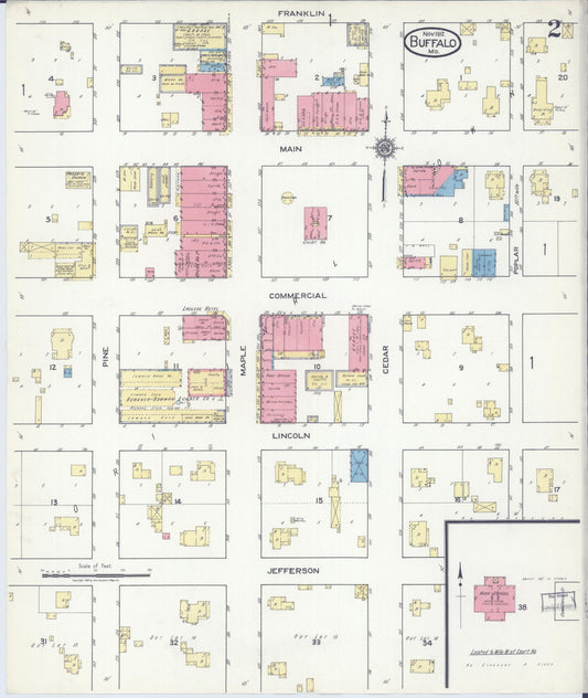 Sanborn Fire Insurance Map from Buffalo, Dallas County, Missouri (1917), Sheet #0002 - Historic Sanborn Fire Insurance Map Print, vintage old map wall art, antique decor, genealogy gift, Missouri Missouri map