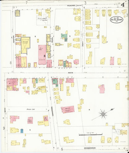 Sanborn Fire Insurance Map from Saint Albans, Franklin County, Vermont (1906), Sheet #0004 - Complete Map Set gallery image, historic Sanborn map, vintage wall art, Vermont Vermont
