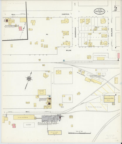 Sanborn Fire Insurance Map from Rockdale, Milam County, Texas (1912), Sheet #0002 - Historic Sanborn Fire Insurance Map Print, vintage old map wall art, antique decor, genealogy gift, Texas Texas map