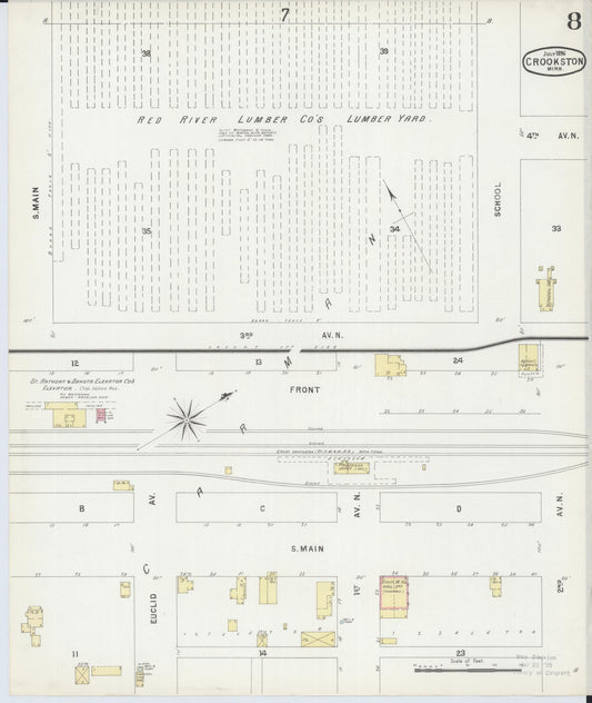 Sanborn Fire Insurance Map from Crookston, Polk County, Minnesota (1896), Sheet #0008 - Historic Sanborn Fire Insurance Map Print, vintage old map wall art, antique decor, genealogy gift, Minnesota Minnesota map