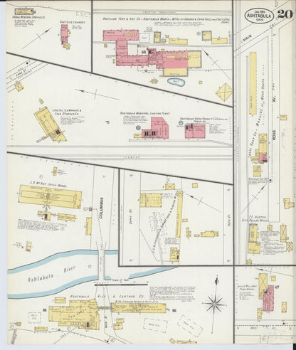 Sanborn Fire Insurance Map from Ashtabula, Ashtabula County, Ohio (1903), Sheet #0020 - Historic Sanborn Fire Insurance Map Print, vintage old map wall art, antique decor, genealogy gift, Ohio Ohio map