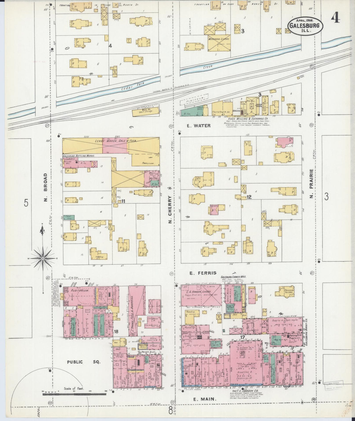 Sanborn Fire Insurance Map from Galesburg, Knox County, Illinois (1906), Sheet #0004 - Complete Map Set gallery image, historic Sanborn map, vintage wall art, Illinois Illinois