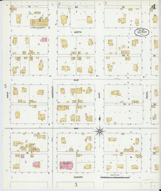 Sanborn Fire Insurance Map from Leroy, McLean County, Illinois (1906), Sheet #0004 - Historic Sanborn Fire Insurance Map Print, vintage old map wall art, antique decor, genealogy gift, Illinois Illinois map