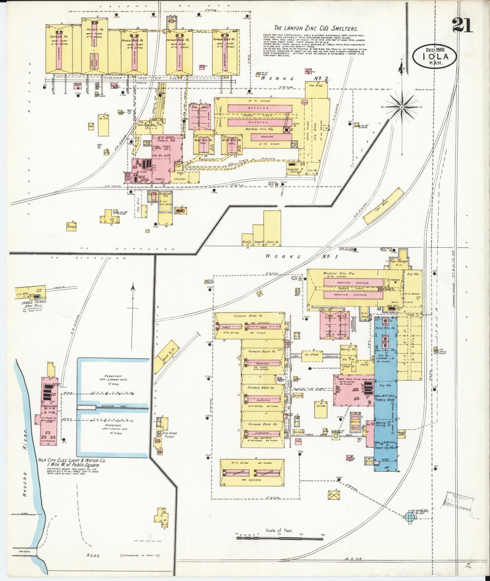 Sanborn Fire Insurance Map from Iola, Allen County, Kansas (1905), Sheet #0021 - Complete Map Set gallery image, historic Sanborn map, vintage wall art, Kansas Kansas