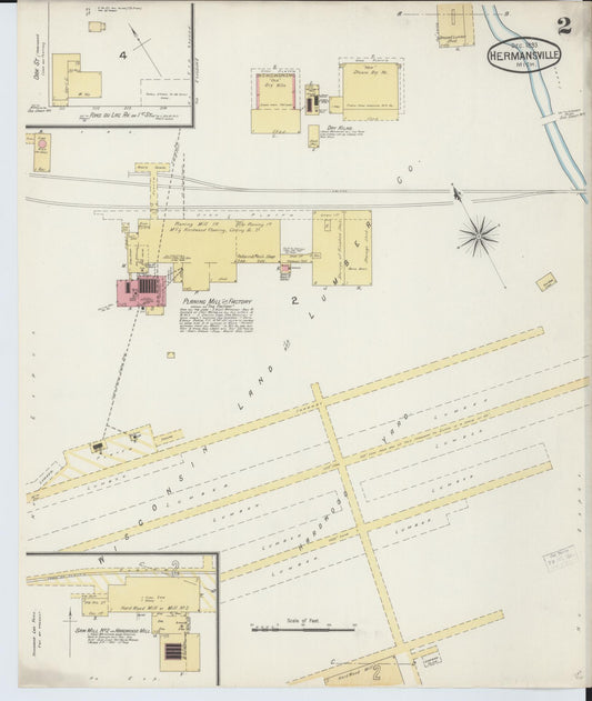 Sanborn Fire Insurance Map from Hermansville, Menominee County, Michigan (1893), Sheet #0002 - Historic Sanborn Fire Insurance Map Print, vintage old map wall art, antique decor, genealogy gift, Michigan Michigan map