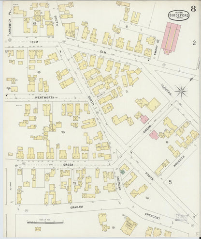 Sanborn Fire Insurance Map from Biddeford, York County, Maine (1896), Sheet #0008 - Complete Map Set gallery image, historic Sanborn map, vintage wall art, Maine Maine