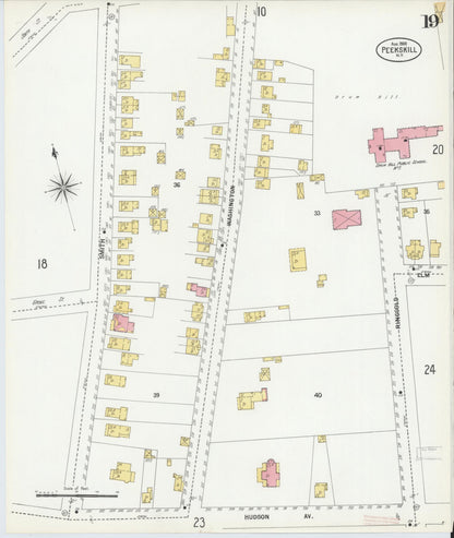 Sanborn Fire Insurance Map from Peekskill, Westchester County, New York (1900), Sheet #0019 - Historic Sanborn Fire Insurance Map Print, vintage old map wall art, antique decor, genealogy gift, New York New York map