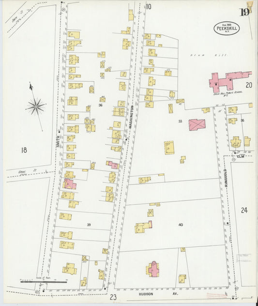 Sanborn Fire Insurance Map from Peekskill, Westchester County, New York (1900), Sheet #0019 - Historic Sanborn Fire Insurance Map Print, vintage old map wall art, antique decor, genealogy gift, New York New York map