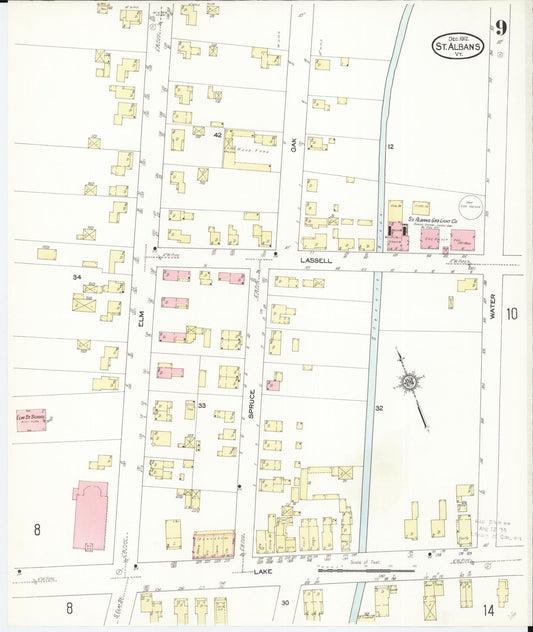Sanborn Fire Insurance Map from Saint Albans, Franklin County, Vermont (1912), Sheet #0009 - Historic Sanborn Fire Insurance Map Print, vintage old map wall art, antique decor, genealogy gift, Vermont Vermont map