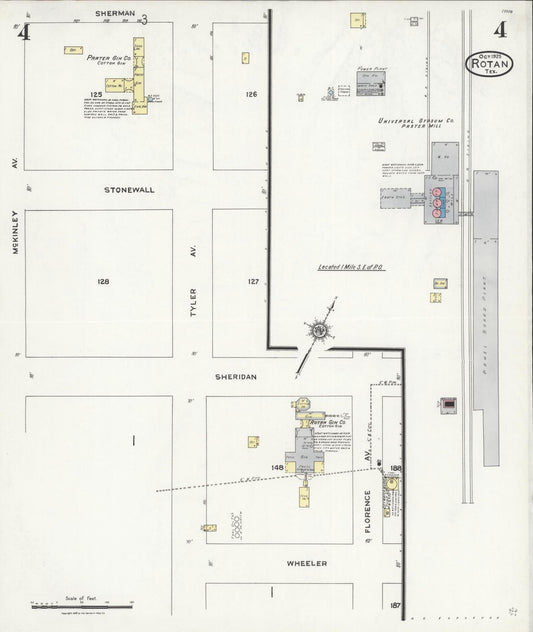 Sanborn Fire Insurance Map from Rotan, Fisher County, Texas (1925), Sheet #0004 - Historic Sanborn Fire Insurance Map Print, vintage old map wall art, antique decor, genealogy gift, Texas Texas map