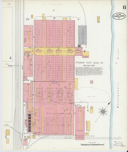 Sanborn Fire Insurance Map from Charleroi, Washington County, Pennsylvania (1902), Sheet #0008 - Historic Sanborn Fire Insurance Map Print, vintage old map wall art, antique decor, genealogy gift, Pennsylvania Pennsylvania map