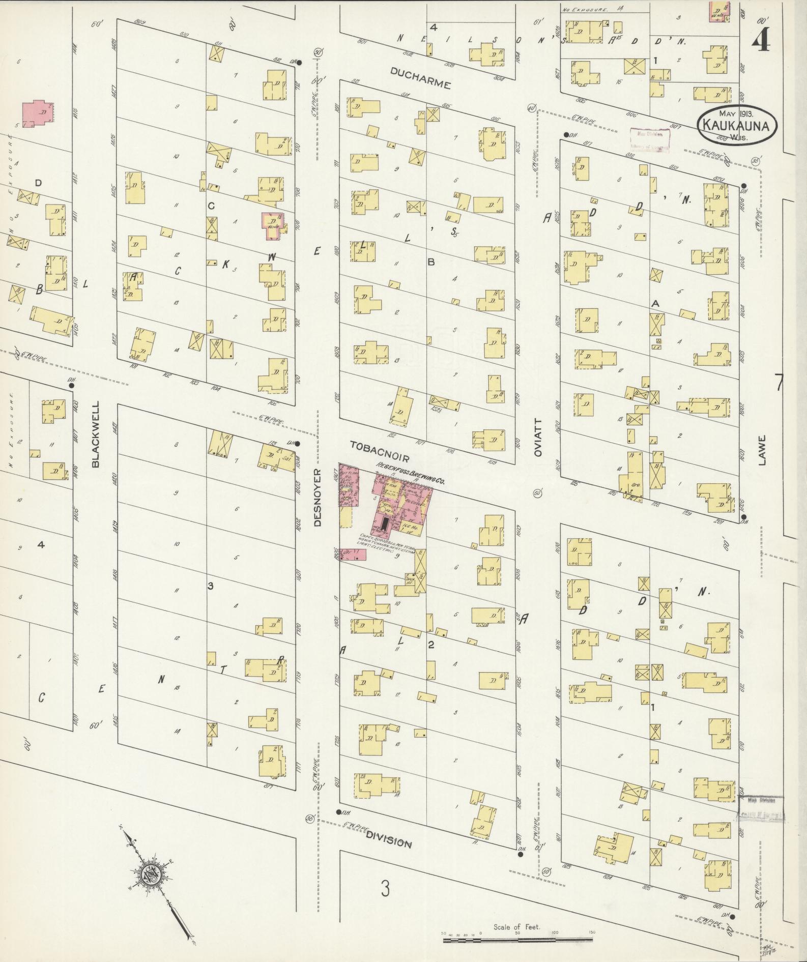 Sanborn Fire Insurance Map from Kaukauna, Outagamie County, Wisconsin (1913), Sheet #0004 - Complete Map Set gallery image, historic Sanborn map, vintage wall art, Wisconsin Wisconsin