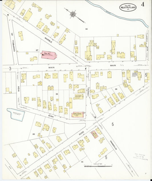 Sanborn Fire Insurance Map from West Rutland, Rutland County, Vermont (1910), Sheet #0004 - Historic Sanborn Fire Insurance Map Print, vintage old map wall art, antique decor, genealogy gift, Vermont Vermont map