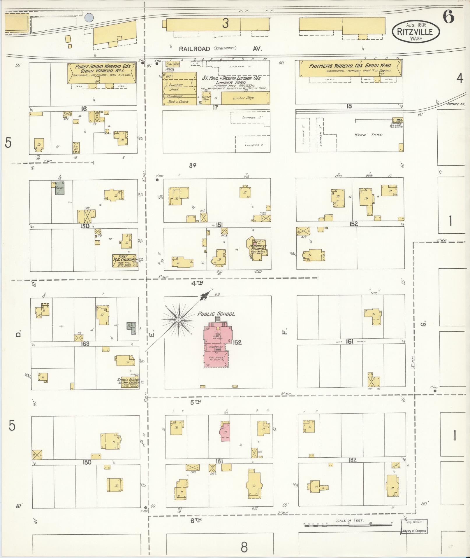 Sanborn Fire Insurance Map from Ritzville, Adams County, Washington (1905), Sheet #0006 - Complete Map Set gallery image, historic Sanborn map, vintage wall art, Washington Washington