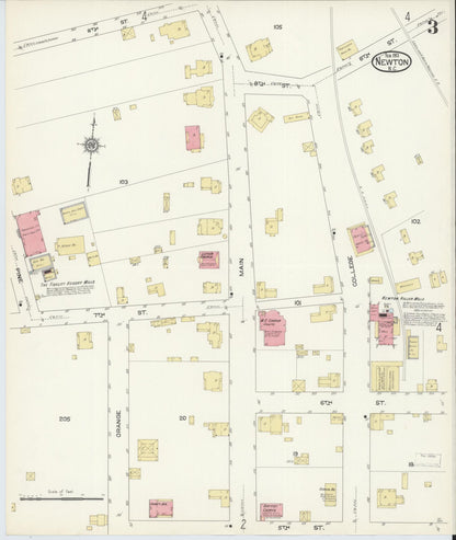 Sanborn Fire Insurance Map from Newton, Catawba County, North Carolina (1913), Sheet #0003 - Historic Sanborn Fire Insurance Map Print, vintage old map wall art, antique decor, genealogy gift, North Carolina North Carolina map