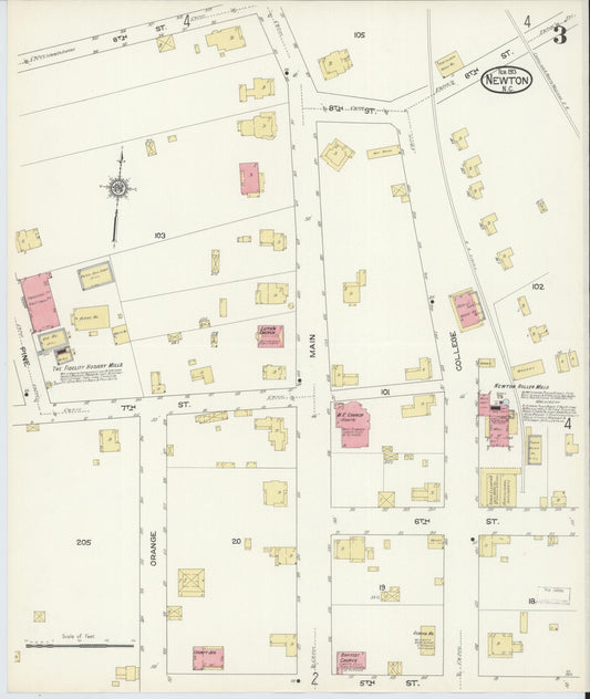 Sanborn Fire Insurance Map from Newton, Catawba County, North Carolina (1913), Sheet #0003 - Historic Sanborn Fire Insurance Map Print, vintage old map wall art, antique decor, genealogy gift, North Carolina North Carolina map