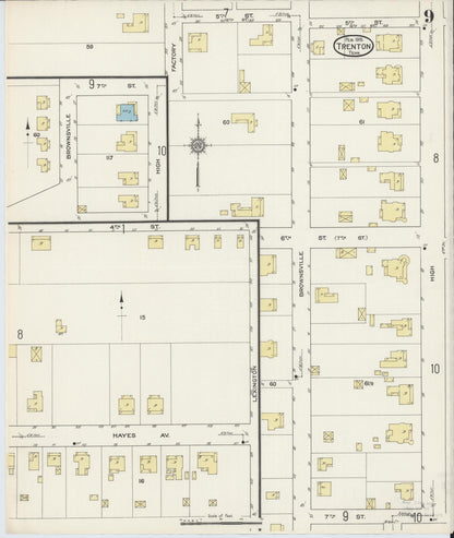 Sanborn Fire Insurance Map from Trenton, Gibson County, Tennessee (1915), Sheet #0009 - Complete Map Set gallery image, historic Sanborn map, vintage wall art, Tennessee Tennessee