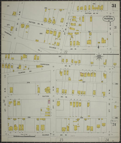 Sanborn Fire Insurance Map from Roanoke, Independent Cities, Virginia (1903), Sheet #0031 - Complete Map Set gallery image, historic Sanborn map, vintage wall art, Virginia Virginia
