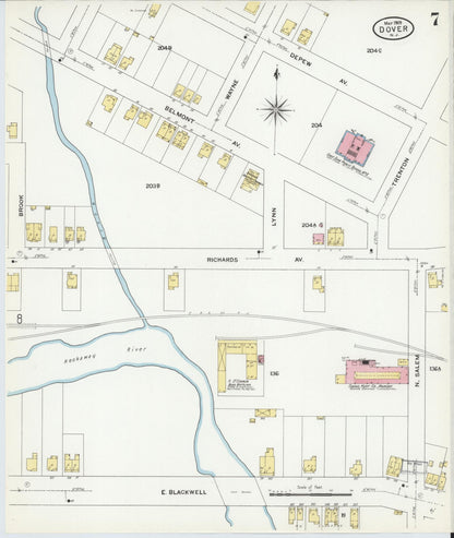 Sanborn Fire Insurance Map from Dover, Morris County, New Jersey (1909), Sheet #0007 - Complete Map Set gallery image, historic Sanborn map, vintage wall art, New Jersey New Jersey