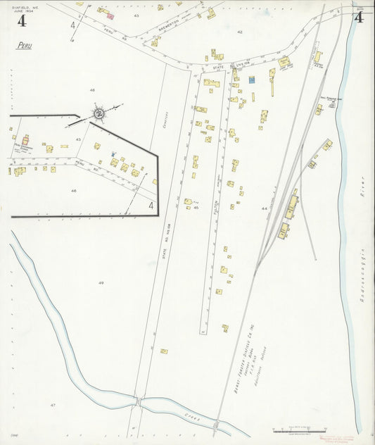 Sanborn Fire Insurance Map from Dixfield, Oxford County, Maine (1934), Sheet #0004 - Historic Sanborn Fire Insurance Map Print, vintage old map wall art, antique decor, genealogy gift, Maine Maine map
