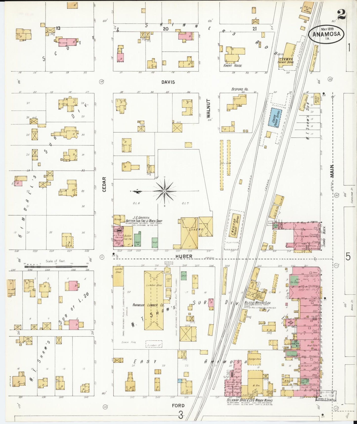 Sanborn Fire Insurance Map from Anamosa, Jones County, Iowa (1899), Sheet #0002 - Historic Sanborn Fire Insurance Map Print