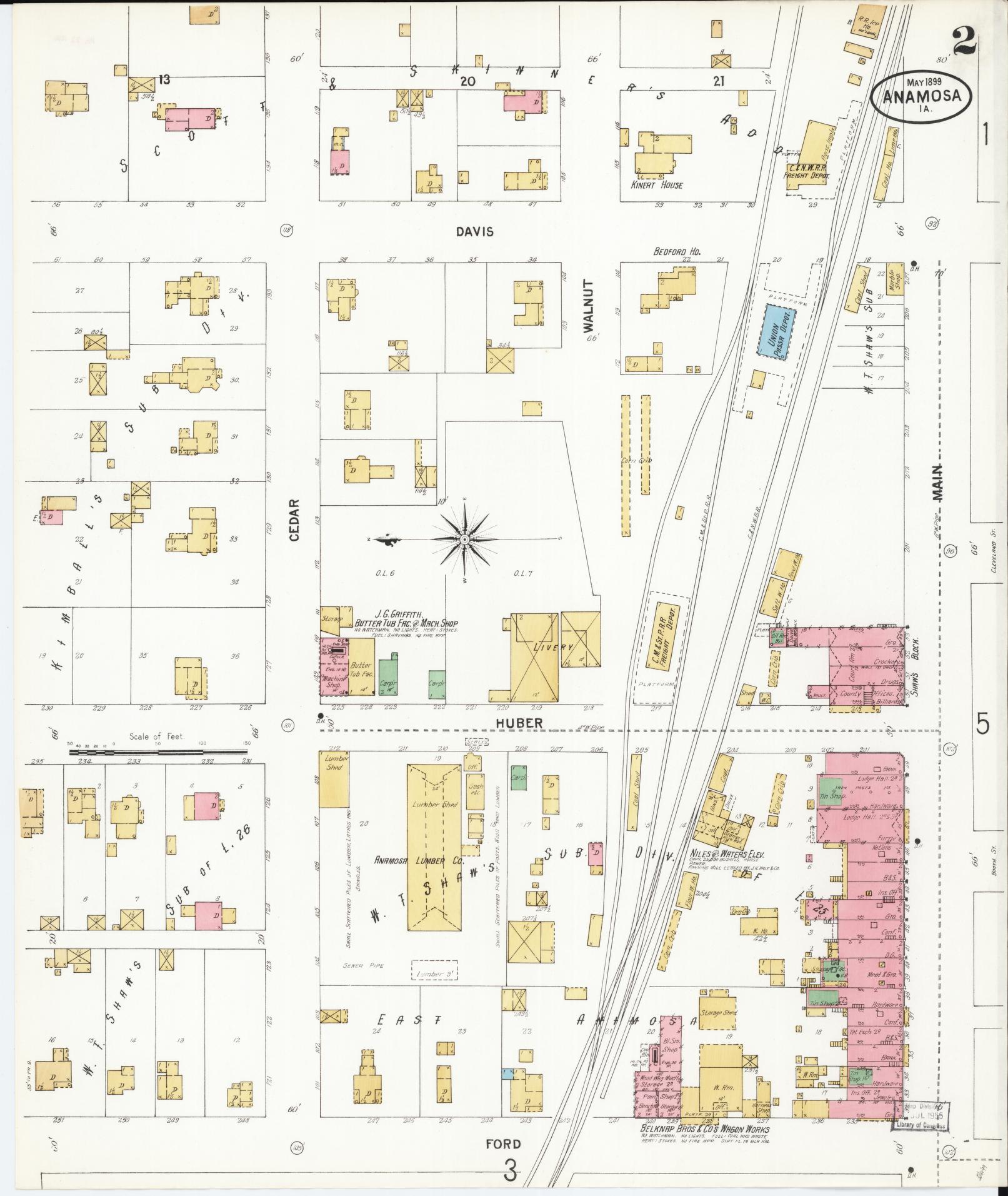 Sanborn Fire Insurance Map from Anamosa, Jones County, Iowa (1899), Sheet #0002 - Historic Sanborn Fire Insurance Map Print