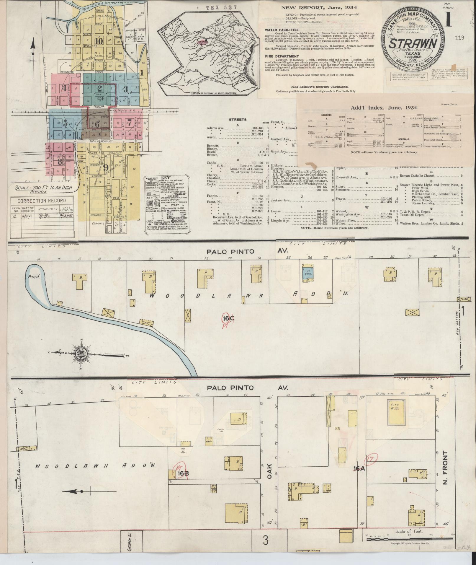 Sanborn Fire Insurance Map from Strawn, Palo Pinto County, Texas. (1944) – Historic Sanborn Fire Insurance Map Print
