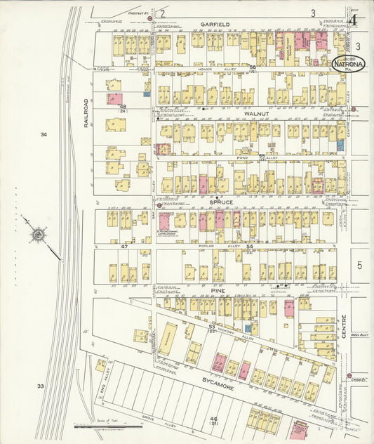 Sanborn Fire Insurance Map from Natrona, Allegheny County, Pennsylvania (1921), Sheet #0004 - Historic Sanborn Fire Insurance Map Print, vintage old map wall art, antique decor, genealogy gift, Pennsylvania Pennsylvania map