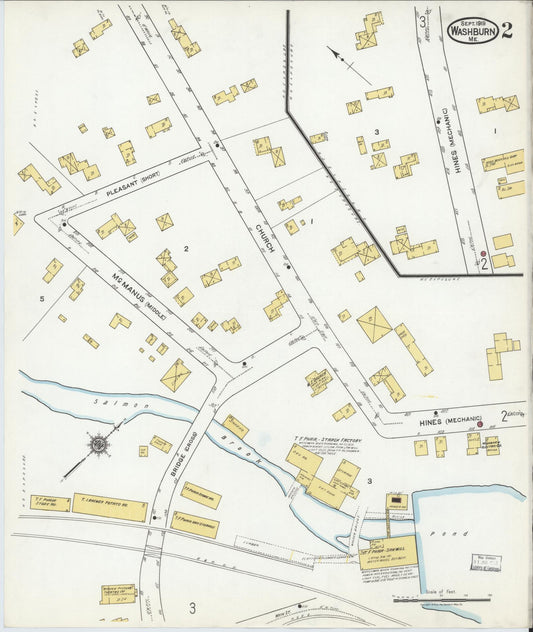 Sanborn Fire Insurance Map from Washburn, Aroostook County, Maine (1919), Sheet #0002 - Historic Sanborn Fire Insurance Map Print, vintage old map wall art, antique decor, genealogy gift, Maine Maine map
