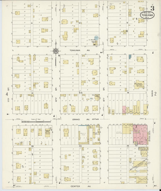 Sanborn Fire Insurance Map from Tonkawa, Kay County, Oklahoma (1913), Sheet #0003 - Historic Sanborn Fire Insurance Map Print, vintage old map wall art, antique decor, genealogy gift, Oklahoma Oklahoma map