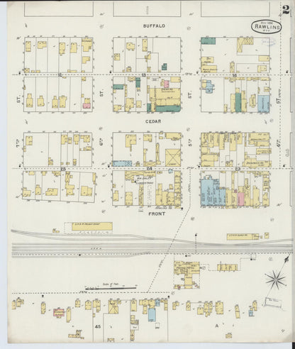Sanborn Fire Insurance Map from Rawlins, Carbon County, Wyoming (1894), Sheet #0002 - Complete Map Set gallery image, historic Sanborn map, vintage wall art, Wyoming Wyoming