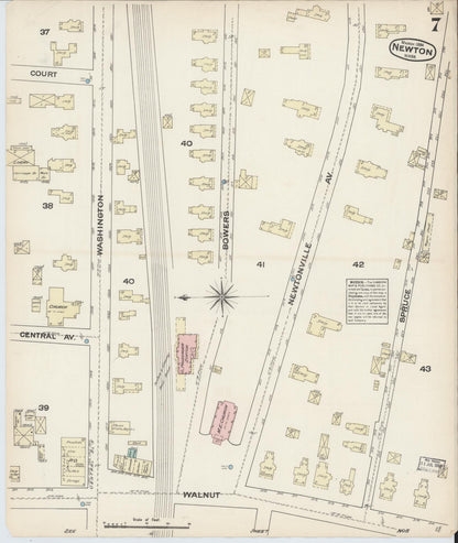Sanborn Fire Insurance Map from Newton, Middlesex County, Massachusetts (1884), Sheet #0007 - Complete Map Set gallery image, historic Sanborn map, vintage wall art, Massachusetts Massachusetts