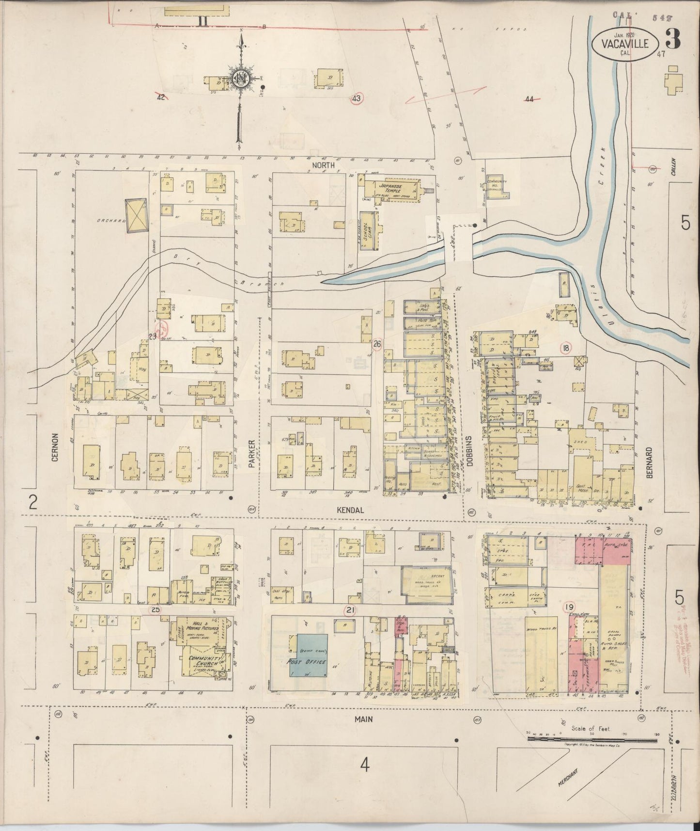 Sanborn Fire Insurance Map from Vacaville, Solano County, California (1941), Sheet #0003 - Complete Map Set gallery image, historic Sanborn map, vintage wall art, California California