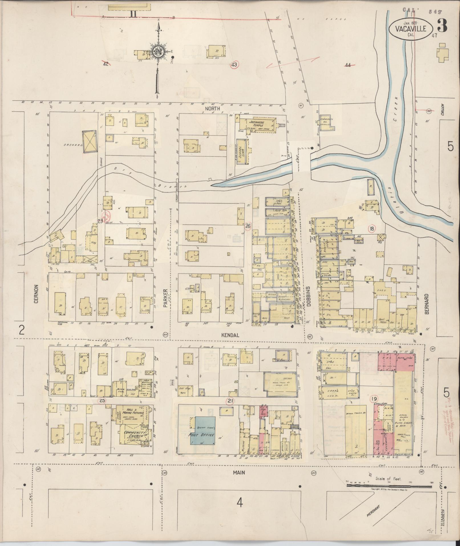 Sanborn Fire Insurance Map from Vacaville, Solano County, California (1941), Sheet #0003 - Complete Map Set gallery image, historic Sanborn map, vintage wall art, California California