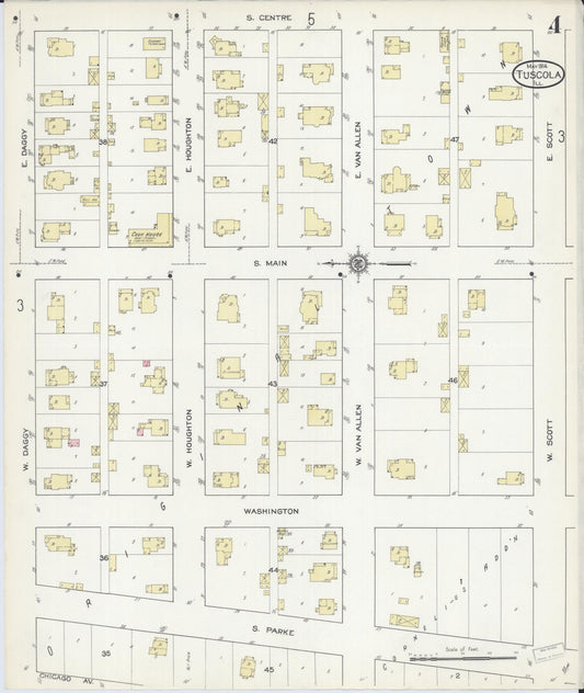 Sanborn Fire Insurance Map from Tuscola, Douglas County, Illinois (1914), Sheet #0004 - Historic Sanborn Fire Insurance Map Print, vintage old map wall art, antique decor, genealogy gift, Illinois Illinois map