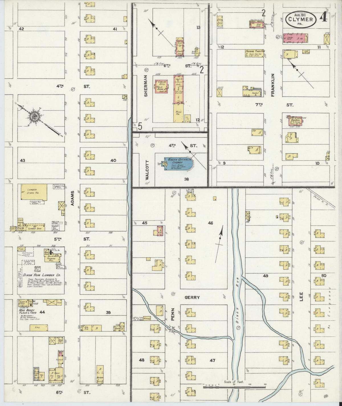 Sanborn Fire Insurance Map from Clymer, Indiana County, Pennsylvania (1911), Sheet #0004 - Complete Map Set gallery image, historic Sanborn map, vintage wall art, Pennsylvania Pennsylvania