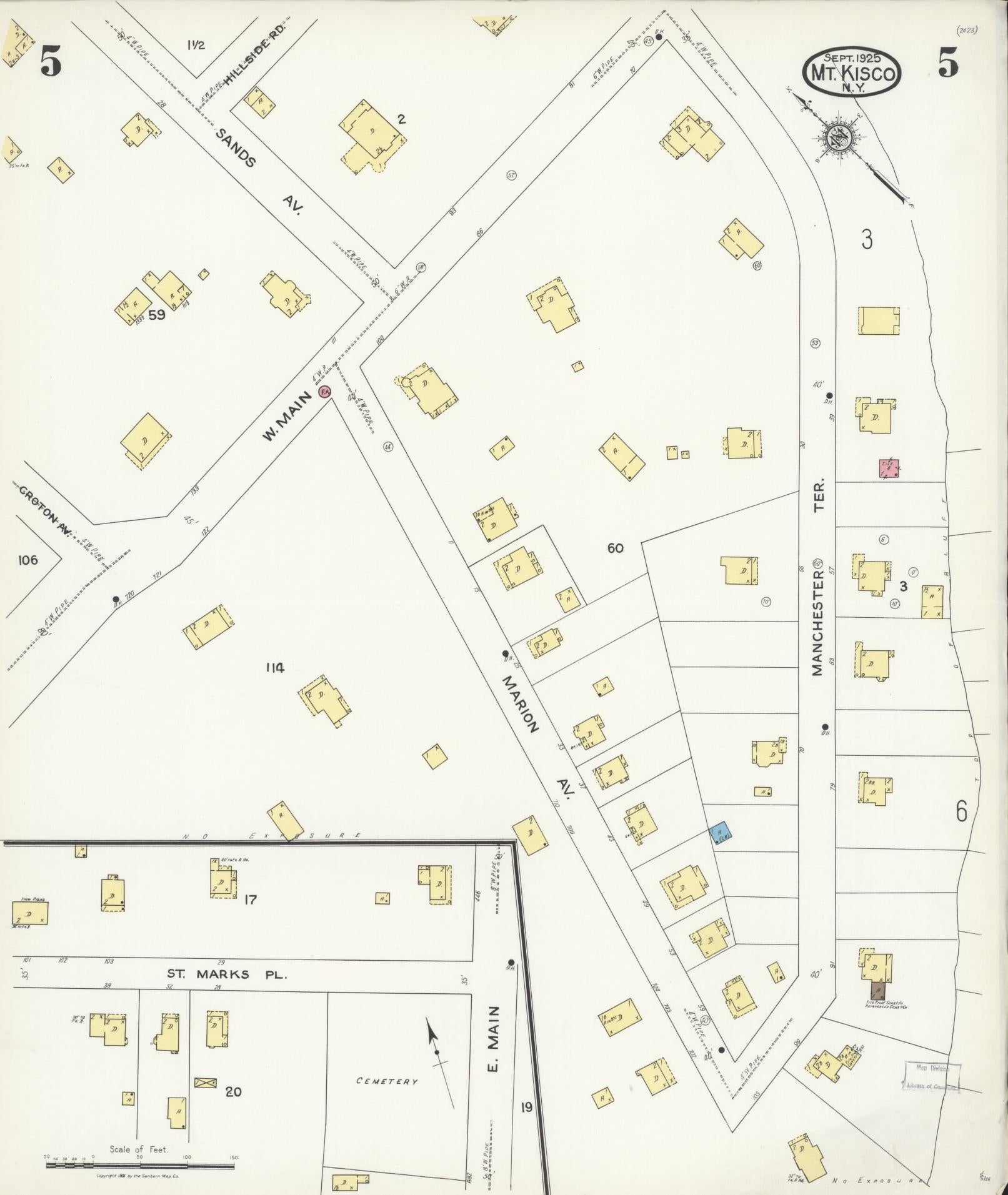 Sanborn Fire Insurance Map from Mount Kisco, Westchester County, New York (1925), Sheet #0005 - Complete Map Set gallery image, historic Sanborn map, vintage wall art, New York New York
