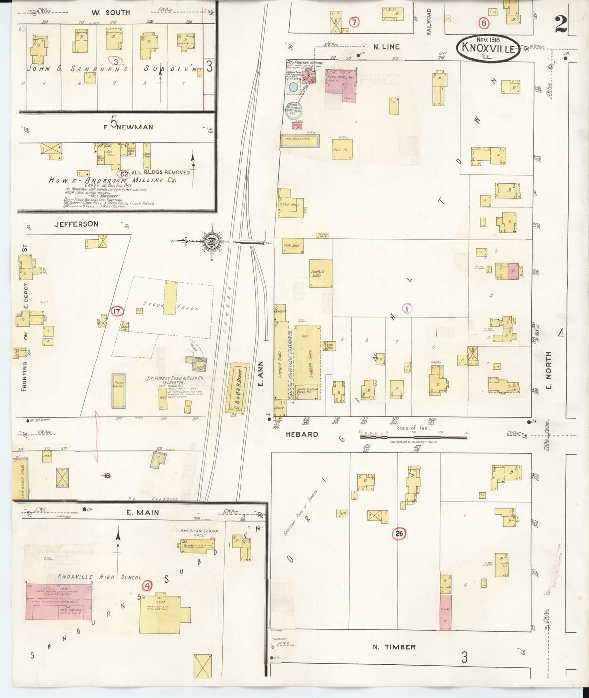 Sanborn Fire Insurance Map from Knoxville, Knox County, Illinois (1944), Sheet #0002 - Historic Sanborn Fire Insurance Map Print, vintage old map wall art, antique decor, genealogy gift, Illinois Illinois map