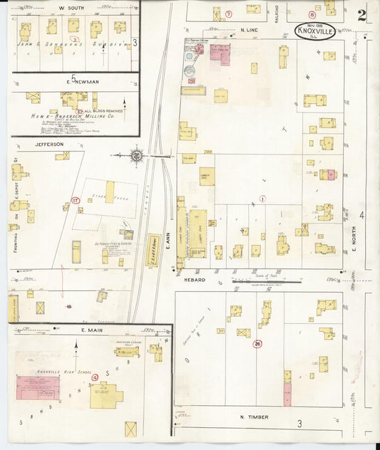 Sanborn Fire Insurance Map from Knoxville, Knox County, Illinois (1944), Sheet #0002 - Historic Sanborn Fire Insurance Map Print, vintage old map wall art, antique decor, genealogy gift, Illinois Illinois map