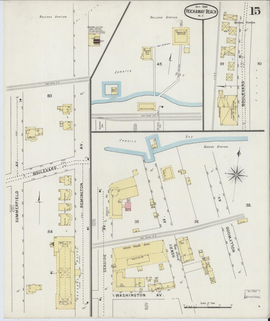 Sanborn Fire Insurance Map from Rockaway Beach, Queens County, New York (1894), Sheet #0015 - Historic Sanborn Fire Insurance Map Print, vintage old map wall art, antique decor, genealogy gift, New York New York map