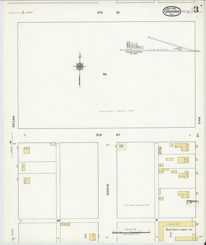 Sanborn Fire Insurance Map from Graham, Young County, Texas (1920), Sheet #0003 - Complete Map Set gallery image, historic Sanborn map, vintage wall art, Texas Texas