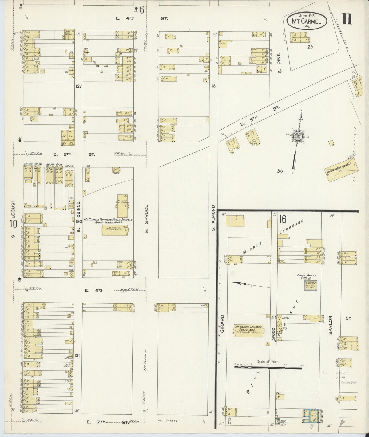 Sanborn Fire Insurance Map from Mount Carmel, Northumberland County, Pennsylvania (1913), Sheet #0011 - Complete Map Set gallery image, historic Sanborn map, vintage wall art, Pennsylvania Pennsylvania