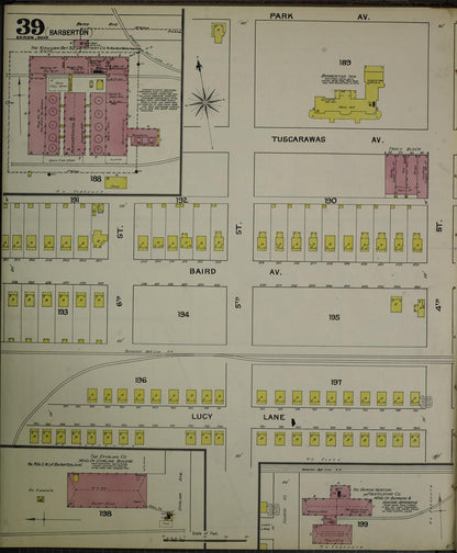 Sanborn Fire Insurance Map from Akron, Summit County, Ohio (1892), Sheet #0039 - Historic Sanborn Fire Insurance Map Print, vintage old map wall art, antique decor, genealogy gift, Ohio Ohio map