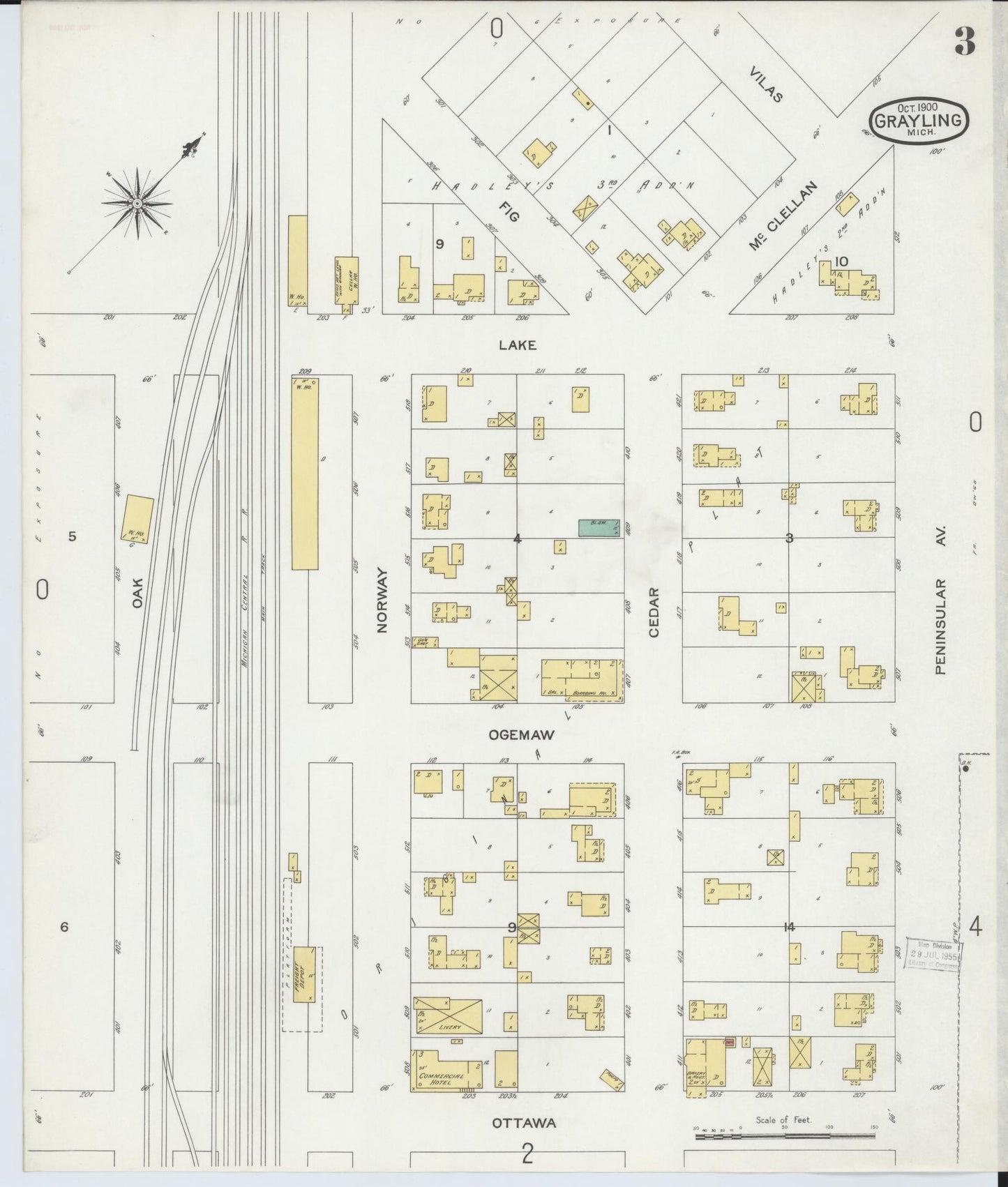 Sanborn Fire Insurance Map from Grayling, Crawford County, Michigan (1900), Sheet #0003 - Complete Map Set gallery image, historic Sanborn map, vintage wall art, Michigan Michigan