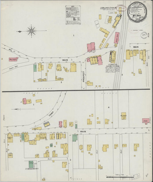 Sanborn Fire Insurance Map from Mount Airy, Carroll County, Maryland (1899), Sheet #0001 - Historic Sanborn Fire Insurance Map Print, vintage old map wall art, antique decor, genealogy gift, Maryland Maryland map