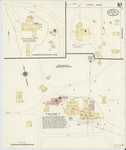 Sanborn Fire Insurance Map from Attica, Fountain County, Indiana (1910), Sheet #0010 - Historic Sanborn Fire Insurance Map Print, vintage old map wall art, antique decor, genealogy gift, Indiana Indiana map